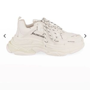 Men’s Balenciaga TRIPLE S SNEAKER ALLOVER LOGO IN WHITE Size 13